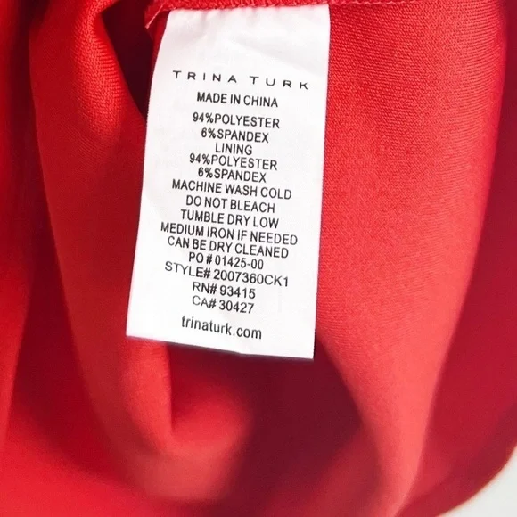 NWT Trina Turk Bacall Crepe Sleeveless Midi Fit & Flare Dress in Red - Picture 8 of 8